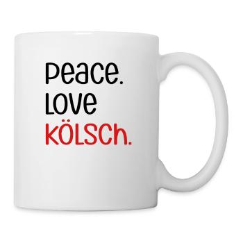 Peace Love Kölsch | Köln, Kölscher Karneval, Bier - Tasse - Weiß - Rechts