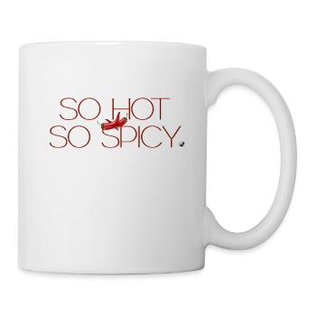 Schriftzug so hot so spicy mit Rote Chilischoten - Tasse - Weiß - Rechts