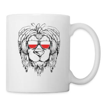 Rasta Biker Patriot Löwe Polen Geschenk Geburtstag - Tasse - Weiß - Rechts