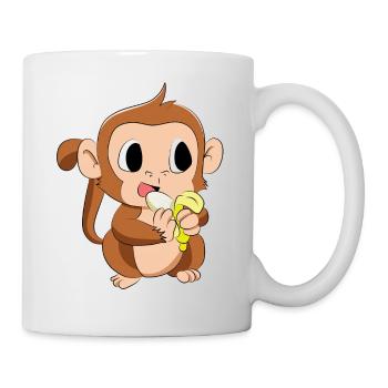 Baby monkey eats a banana - Mug - white - Right
