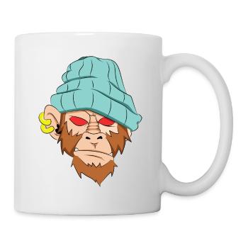 Face skull chimpanzee - Mug - white - Right
