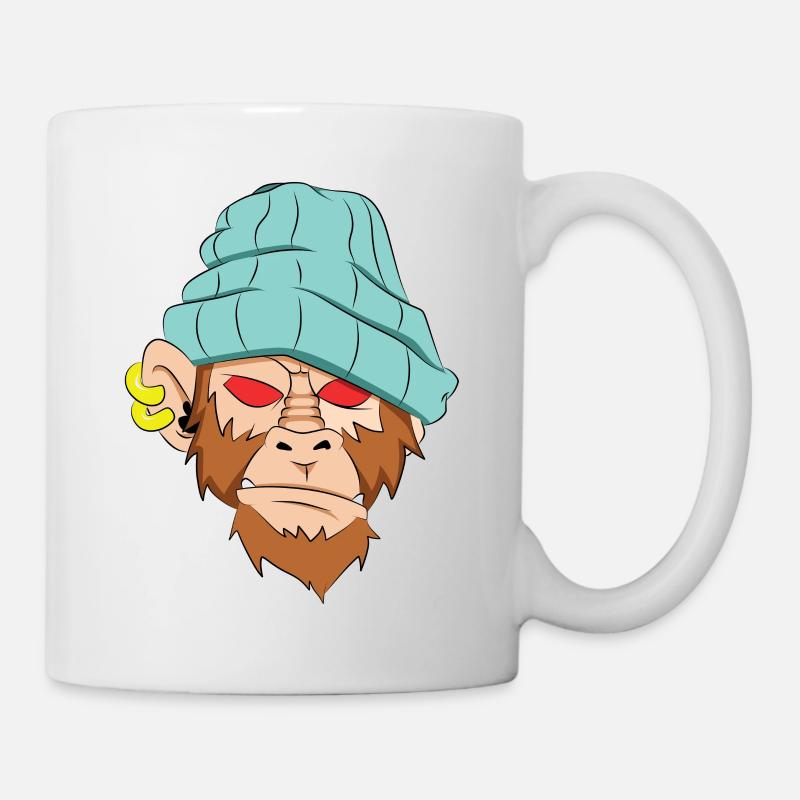 Face skull chimpanzee - Mug - white