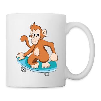 Skatender Affe Schimpanse - Tasse - Weiß - Rechts