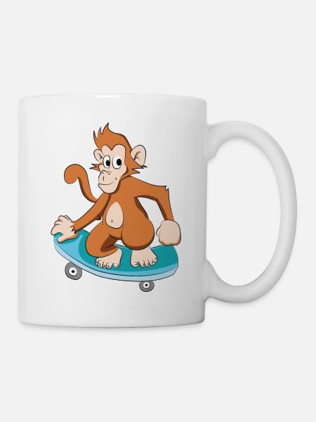 Chimpanzé singe patineur - Mug blanc - blanc