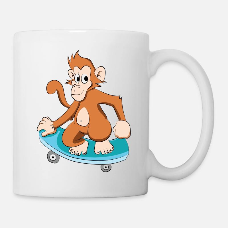 Chimpanzé singe patineur - Mug blanc - blanc