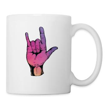 Rock On Cool Hand Sign Rocker Konzert Geschenk - Tasse - Weiß - Rechts