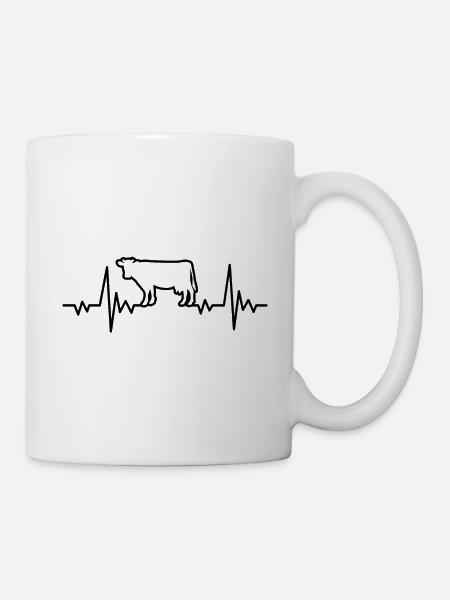 Kuh Herzschlag - Tasse - Weiß