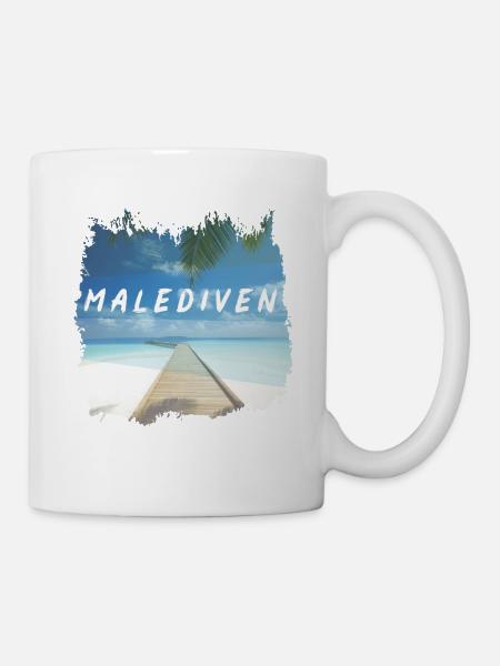 Malediven Insel Urlaub Meer Palmen Reise Geschenk - Tasse - Weiß