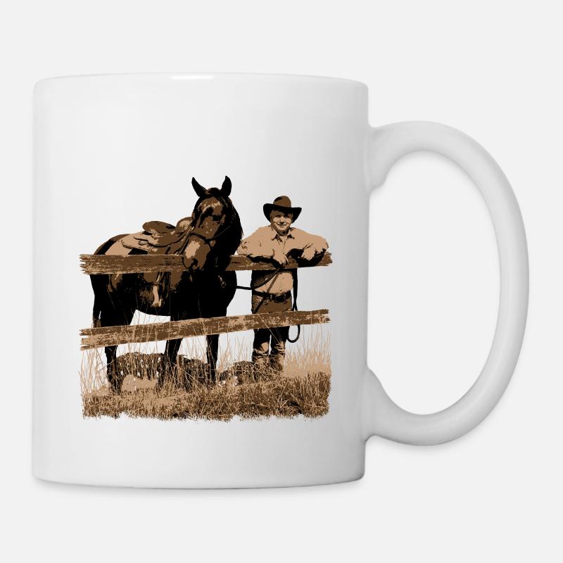 Clôture de cowboy de cheval - Mug blanc - blanc