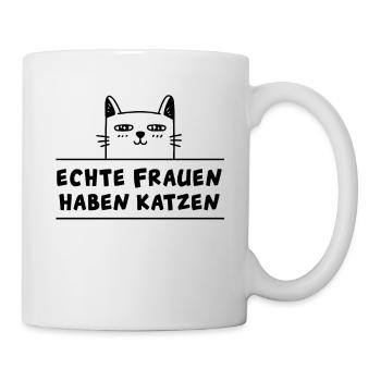 Echte Frauen haben Katzen - Tasse - Weiß - Rechts