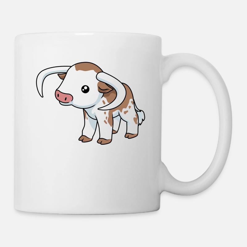 Comic English Longhorn - Tasse - Weiß