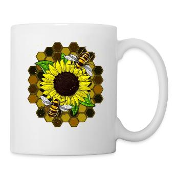 Hippie des abeilles de tournesol - Mug blanc - blanc - Droite