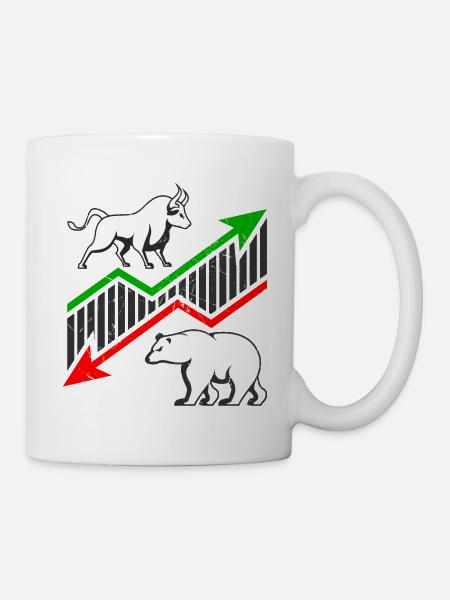 Bulle vs Bär - Börse - Tasse - Weiß