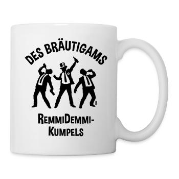 Des Bräutigams Remmidemmi-Kumpels (JGA Team / B) - Tasse - Weiß - Rechts