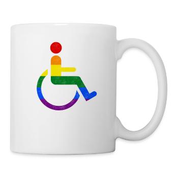 Lustiges Schwuler Rollstuhlfahrer Regenbogen Shirt - Tasse - Weiß - Rechts