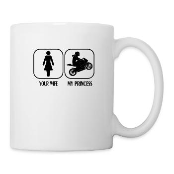 Biker Frau Design für Ehemann - Tasse - Weiß - Rechts