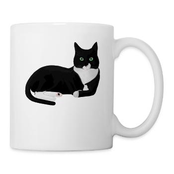 Schwarz-Weiße Katze - Tasse - Weiß - Rechts