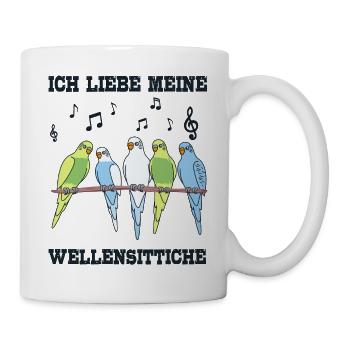 Wellensittiche - Tasse - Weiß - Rechts