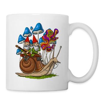 Gnomes Riding Snail Mushrooms - Mug - white - Right