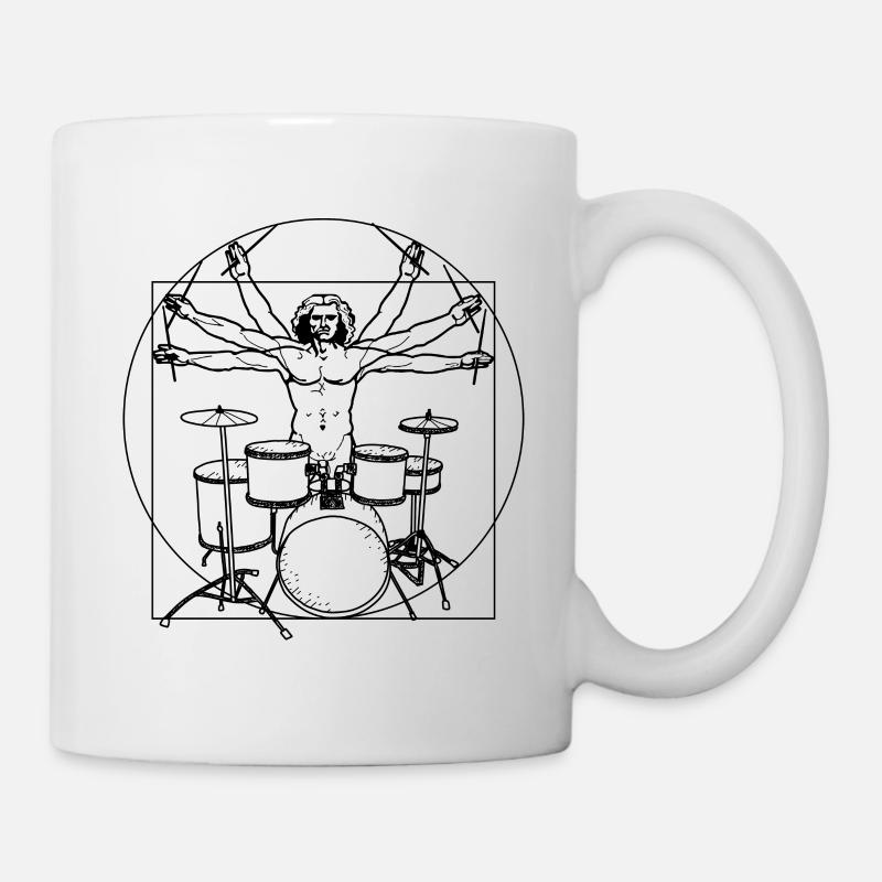 Drummer Schlagzeug Da Vinci - Tasse - Weiß