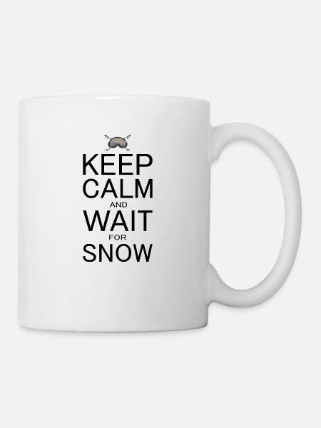 garder le calme attendre la neige garder le frais attendre la neige - Mug blanc - blanc