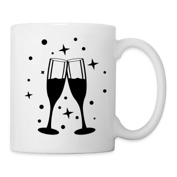 sekt anstossen design - Tasse - Weiß - Rechts