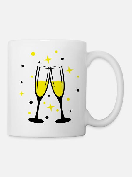 sekt anstossen - Tasse - Weiß