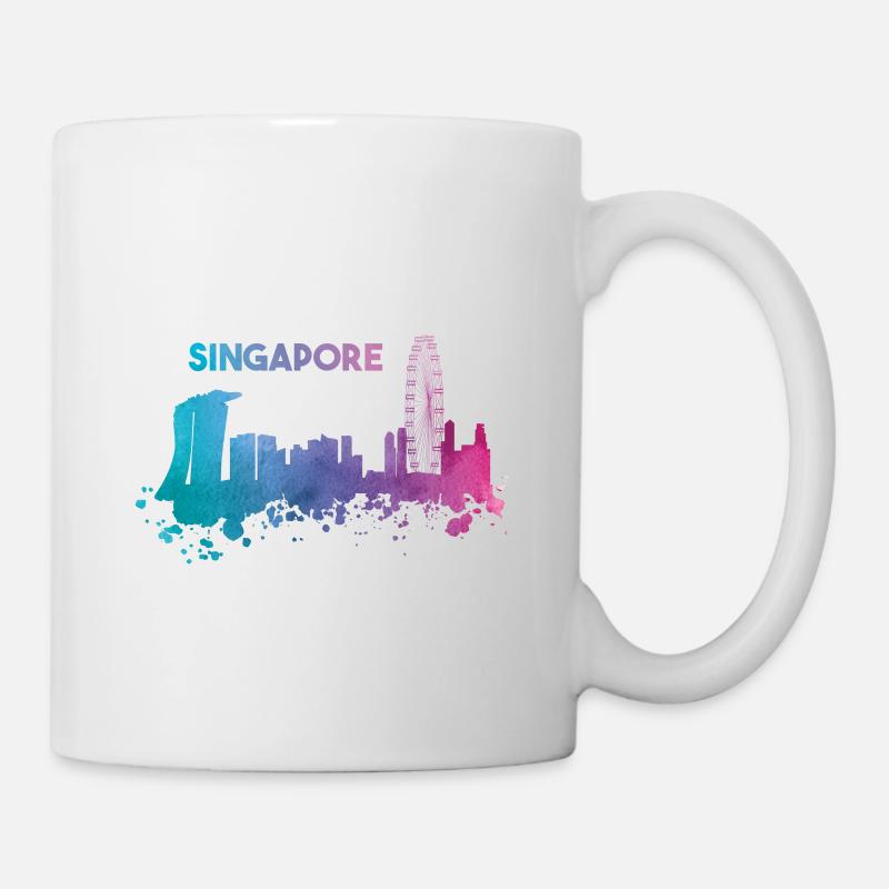 Wunderschöne Singapur Skyline in bunten Farben - Tasse - Weiß