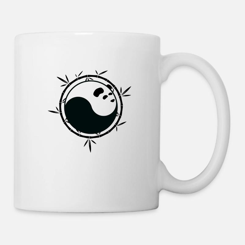 Panda Yin Yang Shirt mit Bambus - Tasse - Weiß