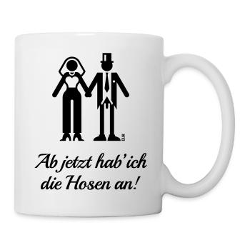 Ab Jetzt Hab' Ich Die Hosen An! (JGA Braut Lustig) - Tasse - Weiß - Rechts