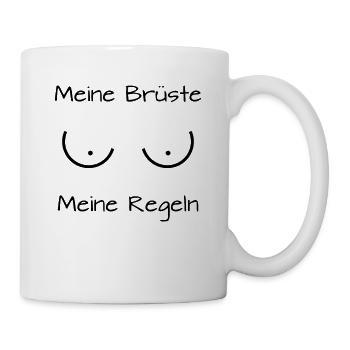 Damen Brüste Titten Titties Tittchen Spruch Shirt - Tasse - Weiß - Rechts