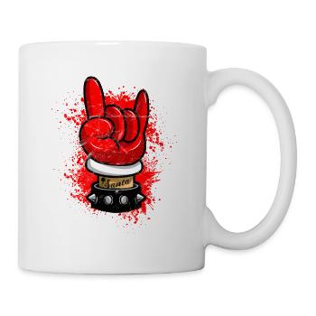 Metall Rock N Rock Pommesgabel Satanist Rocker - Tasse - Weiß - Rechts