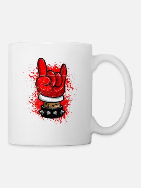 Metal rock n rock fourchette française rocker sataniste - Mug blanc - blanc