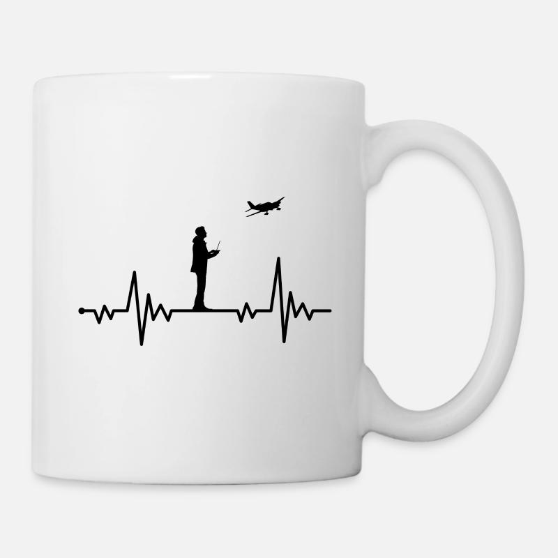 Avion modèle de battement de coeur - Mug blanc - blanc