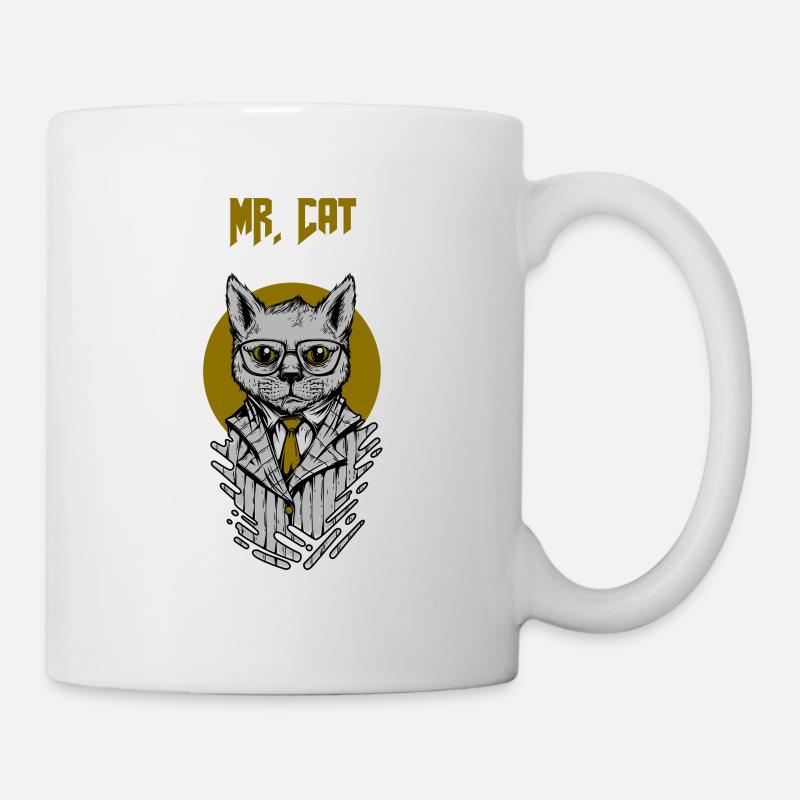 M. Cat in Suit with Glasses - Mug blanc - blanc