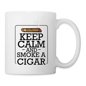 Keep Calm Zigarren Spruch Zigarrenraucher Geschenk - Tasse - Weiß - Rechts