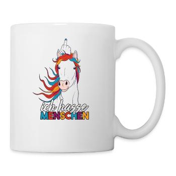 Ich hasse Menschen Pferd Reiterin Damen Geschenk - Tasse - Weiß - Rechts