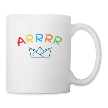 Bateau en papier carnaval: motif pirate ARRRR coloré - Mug blanc - blanc - Droite