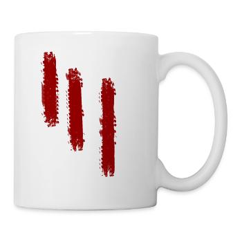 retro used look moderne Kunst rote Striche - Tasse - Weiß - Rechts