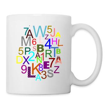 Fleda Maus Design: Buchstaben - Zahlen - mix - Tasse - Weiß - Rechts