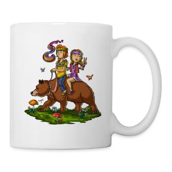 Hippies, die Bärn-Fantasie reiten - Tasse - Weiß - Rechts