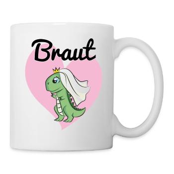 Braut Bride to be JGA Dino Dinosaurier Geschenk - Tasse - Weiß - Rechts