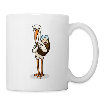 Cigogne avec bébé - Mug blanc - blanc - Droite