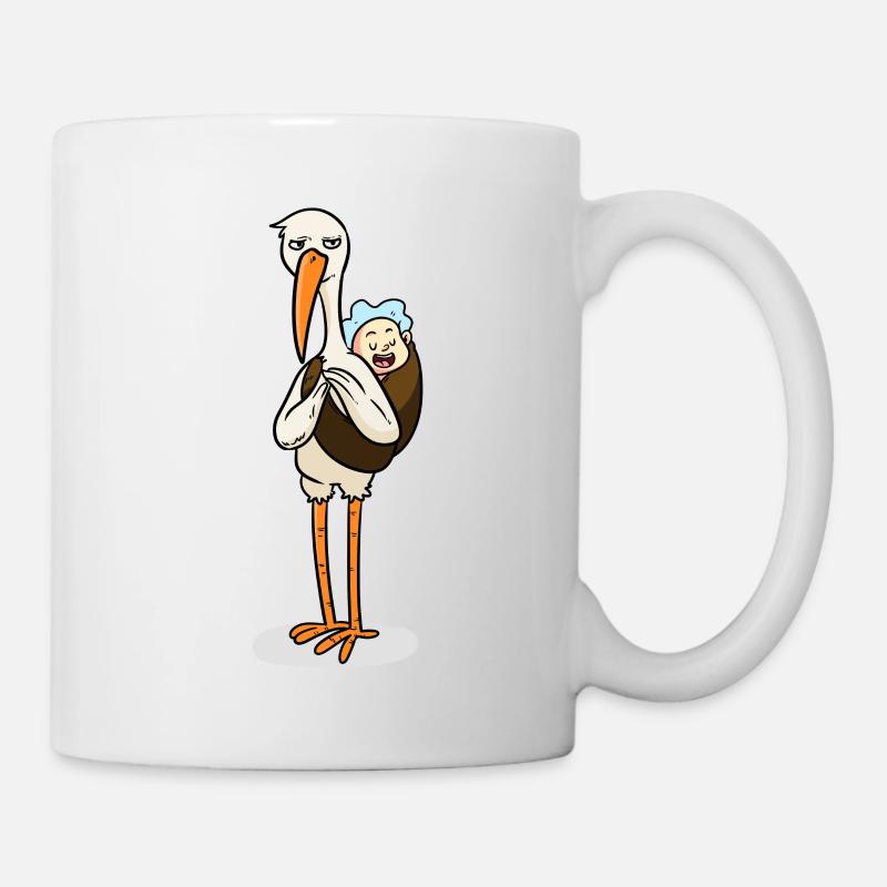 Cigogne avec bébé - Mug blanc - blanc