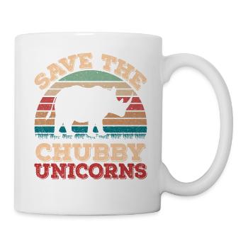Retro Vintage Sunset Save The Chubby Unicorns - Mug - white - Right
