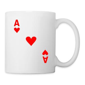 Ass Herz Poker Kostüm Fasching Karneval - Tasse - Weiß - Rechts