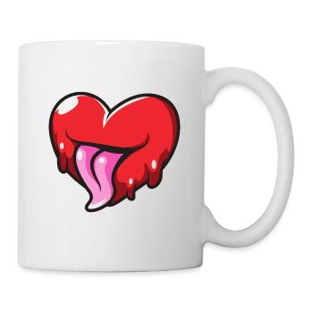 coeur drôle avec la langue - Mug blanc - blanc - Droite
