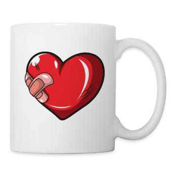 Injured heart with plaster gift - Mug - white - Right