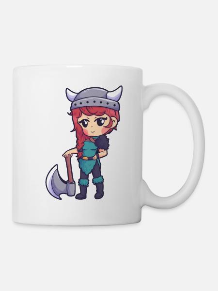Wikinger Mädchen Axt Krieger Frau - Tasse - Weiß