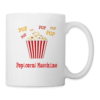 Popcorn Filmabend Kino Film Geschenk Motiv Lustig - Tasse - Weiß - Rechts